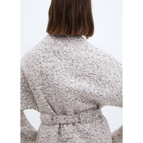 MANGO NWT Belted Wool Blend Justin Jacket Grey Long Sleeve Unlined Women's XS - Picture 11 of 11